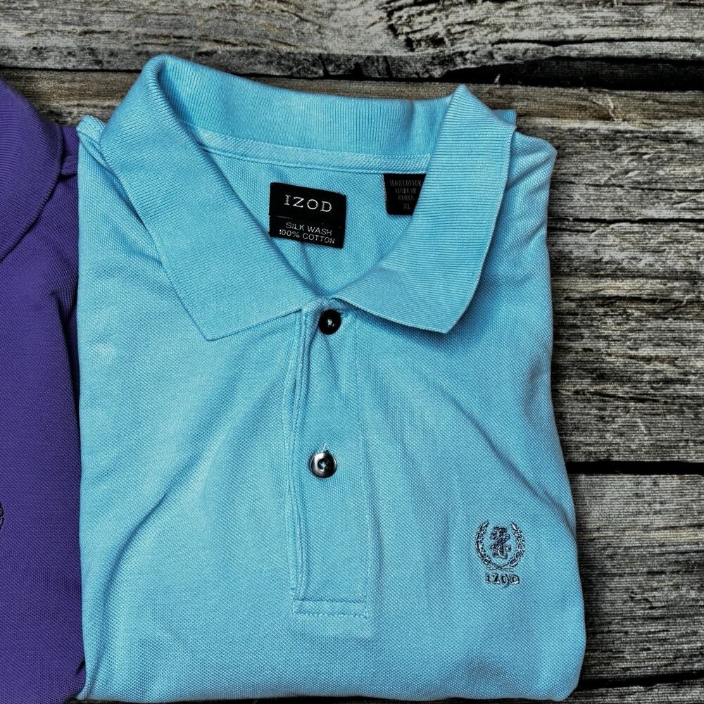 IZOD Silk Wash Polo Short Sleeve Shirts Lot of 3 Mens Size XL - Picture 4 of 5